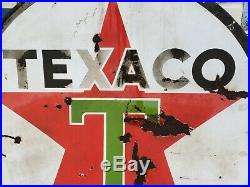 Original TEXACO Double Sided Porcelain Gas Oil Sign Gasoline station Dealer