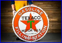 Original TEXACO FILLING STATION Porcelain Gas Oil Sign