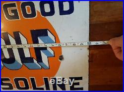 Original That Good GULF Gasoline double sided porcelain flange sign 18x22