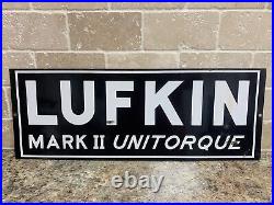 Original VTG Lufkin Gas Oil Drilling Co. Mark 2 Unitorque Porcelain Sign (SH)