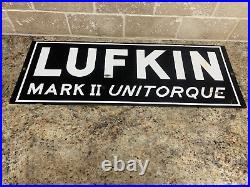 Original VTG Lufkin Gas Oil Drilling Co. Mark 2 Unitorque Porcelain Sign (SH)
