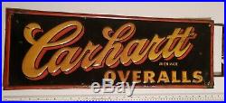 Original Vintage Carhartt Union Overalls Stout Sign Co. Porcelain Sign