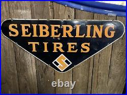 Original Vintage Seiberling Tire Porcelain Sign Gas Station Oil