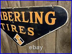 Original Vintage Seiberling Tire Porcelain Sign Gas Station Oil