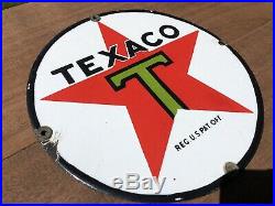 Original antique Texaco porcelain pump plate 8 SSP Porcelain Sign Black T