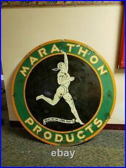 Original marathon products porcelain sign