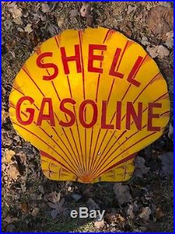 Original porcelain Shell sign gasoline gas pump oil