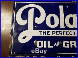 Polarine motor Oil Porcelain Flange Sign double sided