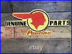 Pontiac Vintage Porcelain Sign Gas & Oil Automobile Sales Dealer Shop Signage