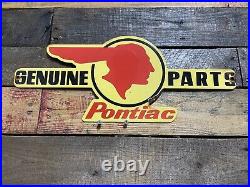 Pontiac Vintage Porcelain Sign Gas & Oil Automobile Sales Dealer Shop Signage