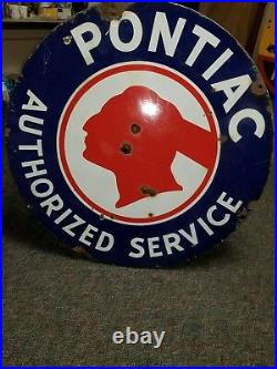 Pontiac authorized service original porcelain sign