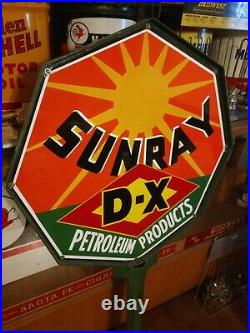 Porcelain Die Cut Sunray Mid-Continent DX Oil Company Oil Well Lease Sign