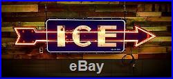 Porcelain ICE Dealer Neon Flashing Sign Gas Oil Service Station 1930's Chicago