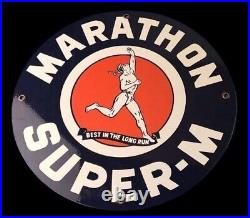 Porcelain Marathon Enamel Sign 12x12 Inches