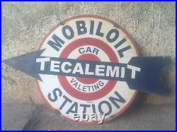 Porcelain Mobiloil Station Enamel Sign 30x40 Inches