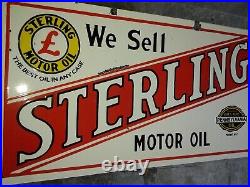 Porcelain Sterling Motor Oil Enamel Sign 36x18 Inches Double Sided
