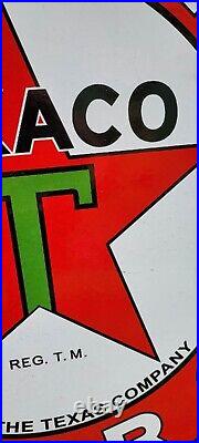 Porcelain TEXACO gasoline motor oil 24 DOUBLE SIDED gas advertising enamel sign