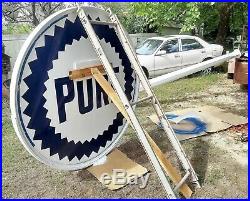 Pure Oil Company Gas Station Porcelain Sign and Pole with Wings