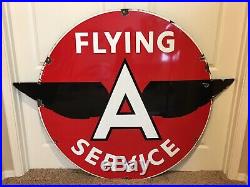 RAREST SIGN KNOWN 60 Porcelain Flying A Service Sign Black Wings Tydol Veedol
