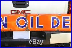 RARE 1940's UNION OIL DEALER PORCELAIN GAS STATION METAL SIGN OIL SERVICE TRUCK