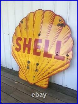 RARE! 48 Inch Tiger Stripe Porcelain Shell Sign Gas Oil