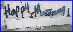 RARE Esso HAPPY MOTORING! Blue Porcelain Gas Station Exterior Sign 2' x 11' ft