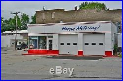 RARE Esso HAPPY MOTORING! Blue Porcelain Gas Station Exterior Sign 2' x 11' ft