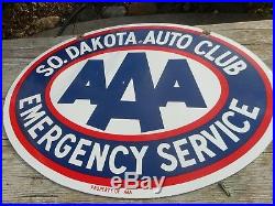 RARE SOUTH DAKOTA AAA AUTO CLUB Service Porcelain Gas Oil DSP ADVERTISING SIGN