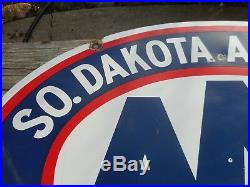 RARE SOUTH DAKOTA AAA AUTO CLUB Service Porcelain Gas Oil DSP ADVERTISING SIGN