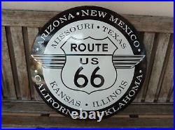 ROUTE 66 porcelain sign advertising vintage 20 oil gas USA states street road