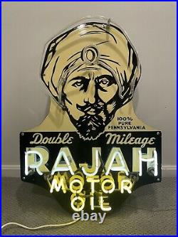 Rajah Motor Oil Neon Porcelain Sign