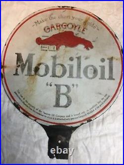 Rare 1930s Gargoyle mobiloil B Lubster gas and oil porcelain sign. Authentic