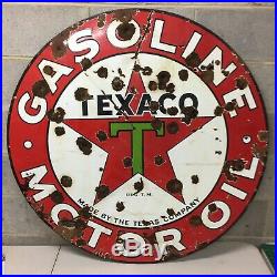 Rare 1932 Vintage TEXACO Porcelain 42 Double sided Sign gas oil advertising
