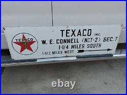 Rare Double Sided Porcelain Texaco Oil Well Lease Sign