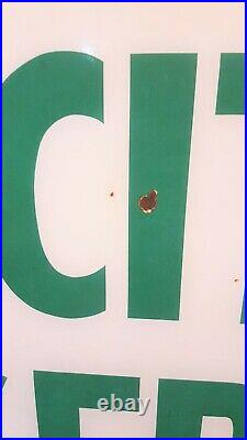 Rare Huge 5 1/2 Foot Porcelain Double Sided Shamrock Cities Service Gas Sign
