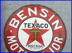 Rare Nice Texaco Bensin Enamel Porcelain Sign 1930 Original Gas station Sweden