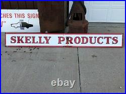 Rare Original LARGE Vintage SKELLY PRODUCTS Sign PORCELAIN Gas Oil Station OLD
