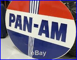 Rare Pan Am Porcelain Gas Oil Sign Like Standard American Amoco Pole Sign Pan-am