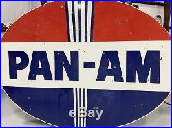 Rare Pan Am Porcelain Gas Oil Sign Like Standard American Amoco Pole Sign Pan-am