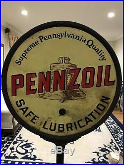Rare Vintage Original Pennzoil Double Sided Porcelain Lollipop Sign
