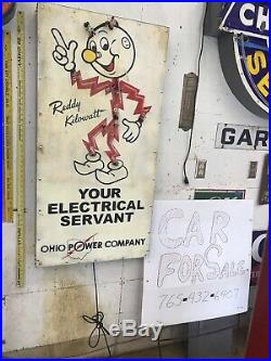 Reddy Kilowatt Neon Tin Sign, not porcelain, gas and oil, Chevrolet and Ford