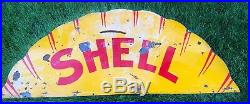 Shell Gas Oil Service Station Porcelain 6x3 Sign Gas Oil Top Half Vintage Real