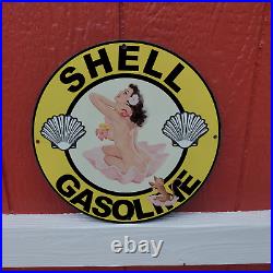 Shell Gasoline Porcelain Gas & Oil Station Garage Man Cave Sign