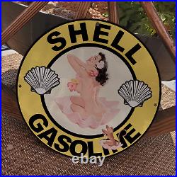 Shell Gasoline Porcelain Gas & Oil Station Garage Man Cave Sign