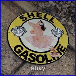 Shell Gasoline Porcelain Gas & Oil Station Garage Man Cave Sign