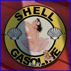 Shell Gasoline Porcelain Gas & Oil Station Garage Man Cave Sign