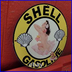 Shell Gasoline Porcelain Gas & Oil Station Garage Man Cave Sign