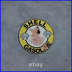 Shell Gasoline Porcelain Gas & Oil Station Garage Man Cave Sign