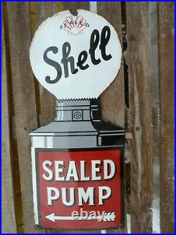Shell porcelain sign 27 vintage gasoline oil pump USA gas logo XXL logo