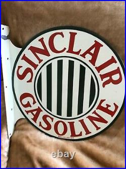 Sinclair Gasoline Double Sided Porcelain Flange Sign